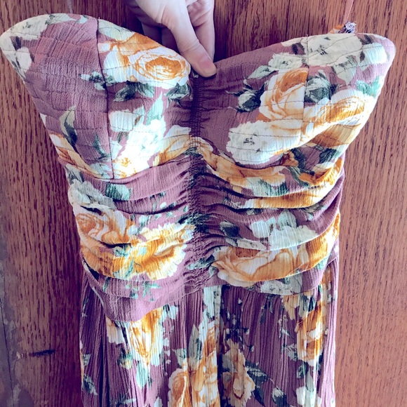 Floral Pantsuit 🌸, yellow flowers on light mauve color, X-small - Picture 1 of 5